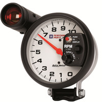 Auto Meter Gauge Tachometer 5 in. 0-10K RPM Pedestal w/ EXT. Shift-Lite GM Performance White Each AMT-5899-00407