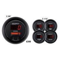 Auto Meter Gauge Kit Speedometer 3 3/8 in. & 2 1/16 in. Electrical Digital Black Dial w/ Red LED Set of 5 AMT-6300