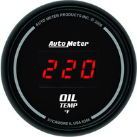 Auto Meter Gauge Sport-Comp Oil Temperature 2 1/16 in. 340 Degrees F Digital Black Dial w/ Red LED Digital Each AMT-6348