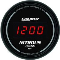 Auto Meter Gauge Sport-Comp Nitrous Pressure 2 1/16 in. 1600psi Digital Black Dial w/ Red LED Analog Each AMT-6374