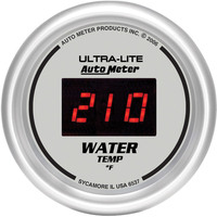 Auto Meter Gauge Ultra-Lite Ultra-Lite Water Temperature 2 1/16 in. 340 Degrees F Digital Silver Dial w/ Red LED Digital Each AMT-6537