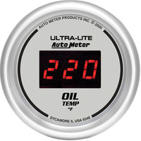 Auto Meter Gauge Ultra-Lite Ultra-Lite Oil Temperature 2 1/16 in. 340 Degrees F Digital Silver Dial w/ Red LED Digital Each AMT-6548