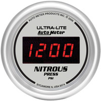 Auto Meter Gauge Ultra-Lite Ultra-Lite Nitrous Pressure 2 1/16 in. 1600psi Digital Silver Dial w/ Red LED Digital Each AMT-6574