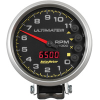 Auto Meter Gauge Ultimate III Tachometer 5 in. 0-11k RPM Pedestal Datalogging Black Each AMT-6888