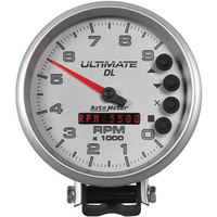 Auto Meter Gauge Ultimate DL Tachometer 5 in. 0-9k RPM Pedestal Datalogging Silver Analog Each AMT-6894