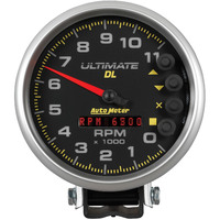 Auto Meter Gauge Ultimate DL Tachometer 5 in. 0-11k RPM Pedestal Datalogging Black Each AMT-6897