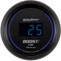 Auto Meter Gauge Vacuum/Boost 2 1/16 in. 30 in. Hg/30psi Digital Black Dial w/ Blue LED Digital Each AMT-6959