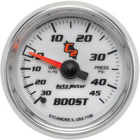 Auto Meter Gauge C2 Vacuum/Boost 2 1/16 in. 30 in. Hg/45psi Mechanical Each AMT-7108