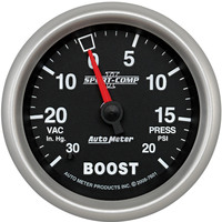 Auto Meter Gauge Sport-Comp II Vacuum/Boost 2 5/8 in. 30 in. Hg/20psi Mechanical Analog Each AMT-7601