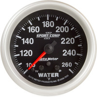 Auto Meter Gauge Sport-Comp II Water Temperature 2 5/8 in. 260 Degrees F Stepper Motor w/ Peak & Warn Analog Each AMT-7655