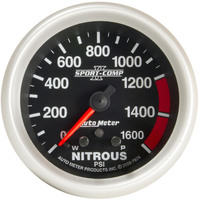 Auto Meter Gauge Sport-Comp II Nitrous Pressure 2 5/8 in. 1600psi Stepper Motor w/ Peak & Warn Each AMT-7674