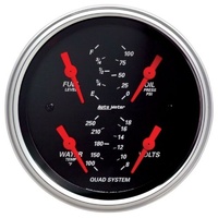 Auto Meter Designer Black Series Quad Gauge 3-3/8" Short Sweep Electric AU1412