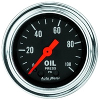 Auto Meter Traditional Chrome Oil Pressure Gauge 2-1/16" Mechanical 0-100 psi