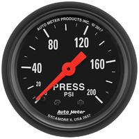 Auto Meter Z-Series Pressure Gauge2-1/16" Full Sweep Mechanical 0-200 PSI AU2657