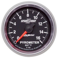 Auto Meter Sport-Comp II Pyrometer Gauge 2-1/16" Full Sweep Electric 0-1600°F AU3644