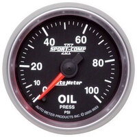 Auto Meter Sport-Comp II Oil Pressure Gauge 2-1/16" Full Sweep Electric 0-100 psi AU3653