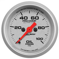 Auto Meter Ultra-Lite Series Oil Pressure Gauge 2-1/16" Full Sweep Electric 0-100 psi AU4353