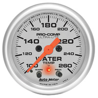 Auto Meter Ultra-Lite Series Water Temperature Gauge 2-1/16" Electric 100-260°F