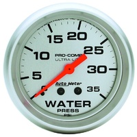 Auto Meter Ultra-Lite Series Water Pressure Gauge 2-5/8" Mechanical 0-35 psi