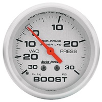 Auto Meter Ultra-Lite Series Boost/Vacuum Gauge 2-5/8" Liquid Filled 30 psi