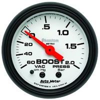 Auto Meter Phantom Series Boost/Vacuum Gauge 2-1/16" Mechanical 2.0 bar AU5703-M