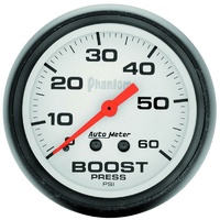 Auto Meter Phantom Series Boost Gauge 2-1/16" Full Sweep Mechanical 0-60 psi