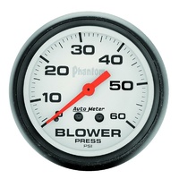 Auto Meter Phantom Blower Pressure Gauge 2-5/8" Full Sweep Mechanical 0-60 psi