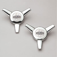 Cragar Center Cap Aluminium Chrome Bolt-On Spinner Style SS 3 Bar Design Pair