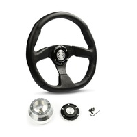 SAAS Steering Wheel Leather 14" ADR Black Flat Bottom D1-SWB-F and SAAS billet boss kit for Chevrolet Corvette 1967