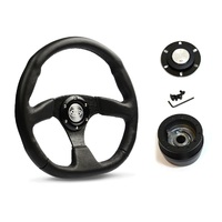 SAAS Steering Wheel Leather 14" ADR Black Flat Bottom D1-SWB-F and SAAS boss kit for Chevrolet Corvette 1967