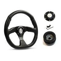 SAAS Steering Wheel Leather 14" ADR Black Flat Bottom D1-SWB-F and SAAS boss kit for Leyland Mini 1000 1100 1300 1500 1967-1969