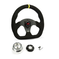 SAAS Steering Wheel Suede 13" ADR Black Flat Bottom + Indicator D1-SWB-F33 and SAAS billet boss kit for Chevrolet Corvette 1967