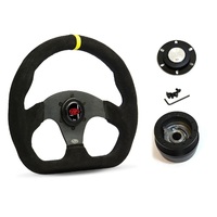 SAAS Steering Wheel Suede 13" ADR Black Flat Bottom + Indicator D1-SWB-F33 and SAAS boss kit for Chevrolet Corvette 1967