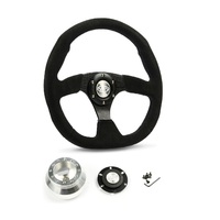 SAAS Steering Wheel Suede 14" ADR Black Flat Bottom D1-SWB-FS and SAAS billet boss kit for Chevrolet Corvette 1967