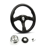 SAAS Steering Wheel Leather 14" ADR Black Spoke D1-SWB-R and SAAS billet boss kit for Chevrolet Corvette 1967