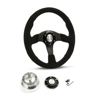 SAAS Steering Wheel Suede 14" ADR Black Spoke D1-SWB-RS and SAAS billet boss kit for Holden Monaro HQ HJ HX 1971-1980