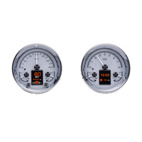 Dakota Digital Gauges HDX Series Analog/Digital Speedometer Tach Fuel Level Volts Clock Silver Chrome Bezel Universal Dual 5.4 in. Round Kit HDX-2014-