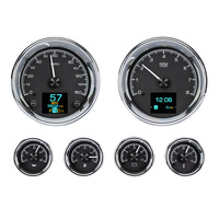 Dakota Digital Gauges HDX Series Analog/Digital Speedometer Tach Oil Pressure Fuel Level Volts Clock Black Chrome Bezel Universal 6 Kit HDX-2024-K