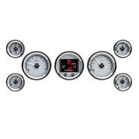 Dakota Digital Gauges HDX Series Universal Seven-Gauge Round Analog Silver Alloy Face LED Multicolor Illuminated Chrome Bezel Kit HDX-2070-S