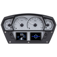 Dakota Digital Gauges HDX Series Analog/Digital Speedometer Tach Oil Pressure Fuel Level Volts Clock Silver Black Powdercoated Bezel Univers HDX-2100-