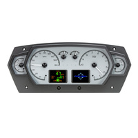 Dakota Digital Gauges HDX Series Analog/Digital Speedometer Tach Oil Pressure Fuel Level Volts Clock Silver Black Powdercoated Bezel Univers HDX-2200-