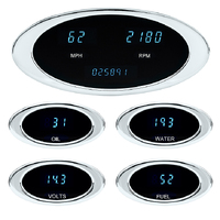 Dakota Digital Gauge Kit 5 pc Gauges Ion Series Digital Chrome Oval Black Face Blue Numbers Electrical ION-50-1-C-B