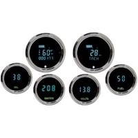 Dakota Digital Gauge Kit Odyssey Series II Digital Chrome Bezel Teal Numerals 6 pc ODYR-60-1-C