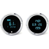 Dakota Digital Gauge Kit Odyssey Series II Digital 3-3/8 in. Diameter Round Chrome Bezel Teal Numerals Dual ODYR-61-1-C