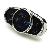 Dakota Digital Gauge Panel Series III Blue Display Chrome Bezels Universal 5 in. x 10 in. Multi-level Elliptical Kit VFD3-1009-B