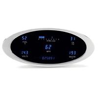 Dakota Digital Gauge Panel Series III Teal Display Satin Bezels Universal 4 in. x 9.5 in. Multi-level Elliptical Kit VFD3-1011-T