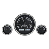 Dakota Digital Gauge Kit Universal Triple Round Analog VHX System Black Background Alloy Style Face White Display VHX-1013-K-W