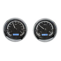 Dakota Digital Gauge Kit Universal Dual 5.4 in. Round Analog VHX System Black Background Alloy Style Face Blue Display VHX-1014-K-B