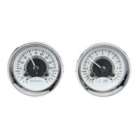 Dakota Digital Gauge Kit Universal Dual 5.4 in. Round Analog VHX System Silver Background Alloy Style Face White Display VHX-1014-S-W