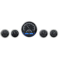 Dakota Digital Gauge Kit Universal Five Gauge Round Analog VHX System Black Background Alloy Style Face Blue Display VHX-1015-K-B